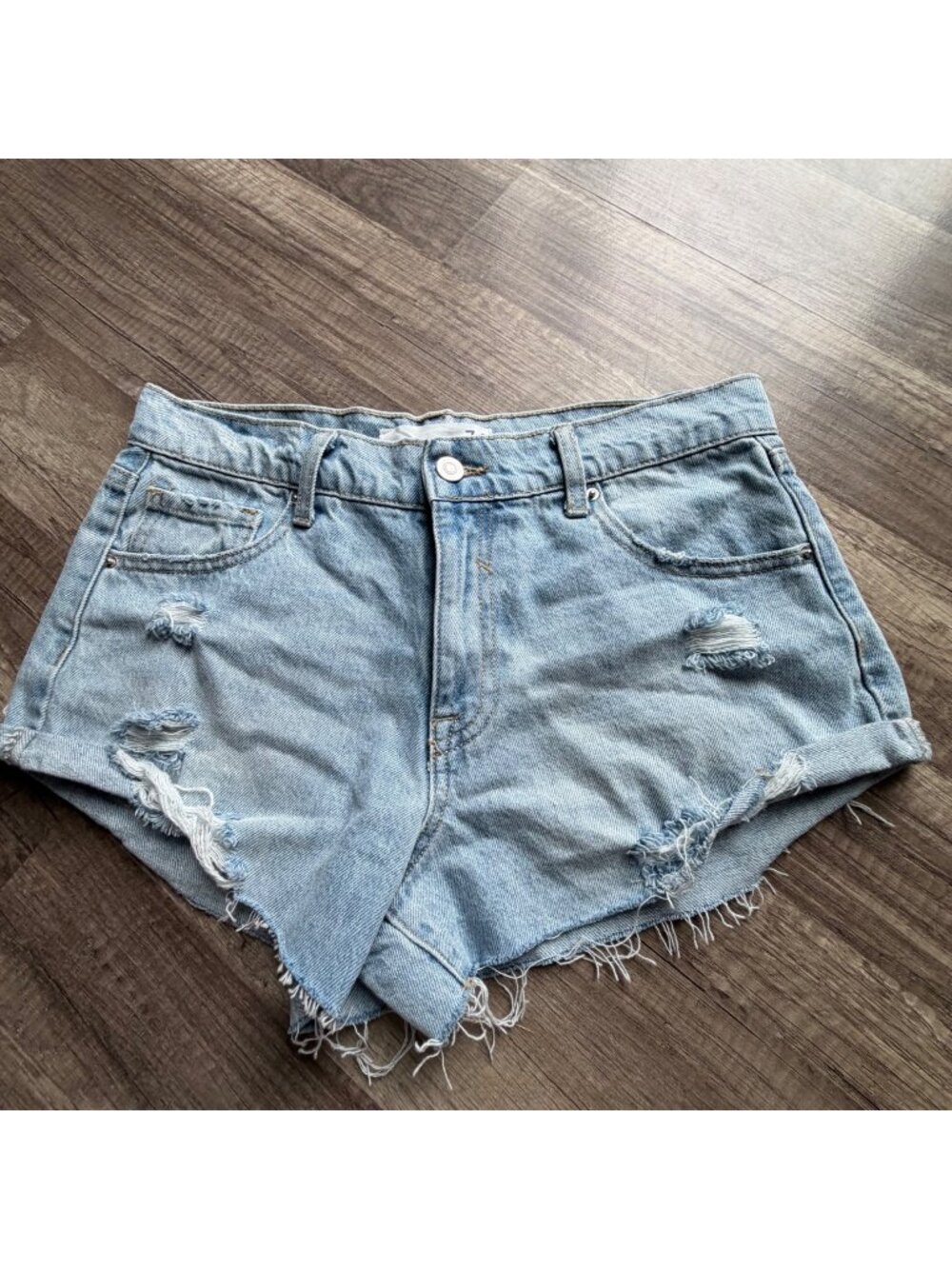 7.7 By Seven7 Womens Distressed Denim Concert Shorts Size 27
